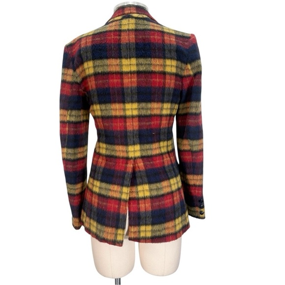 Vintage G.J. Forbes Tartan Plaid Faux Fur Blazer Jacket Size Small - Picture 4 of 12